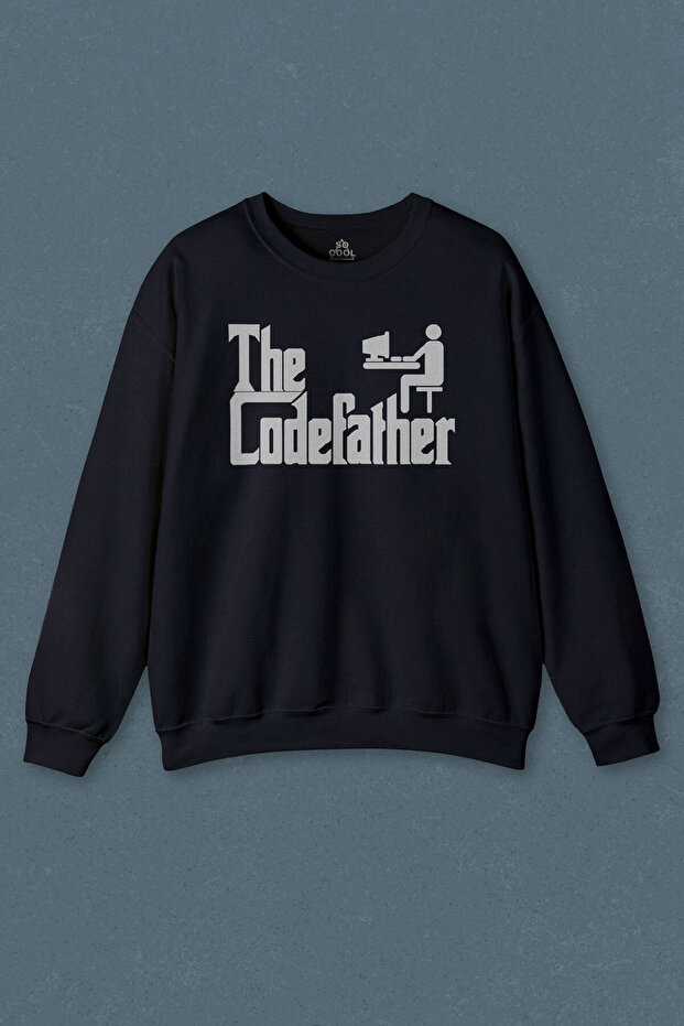 Hanorac bleumarin The Codefather Godfather Computer Code Pirate Hacker Software Printed Unisex - 1