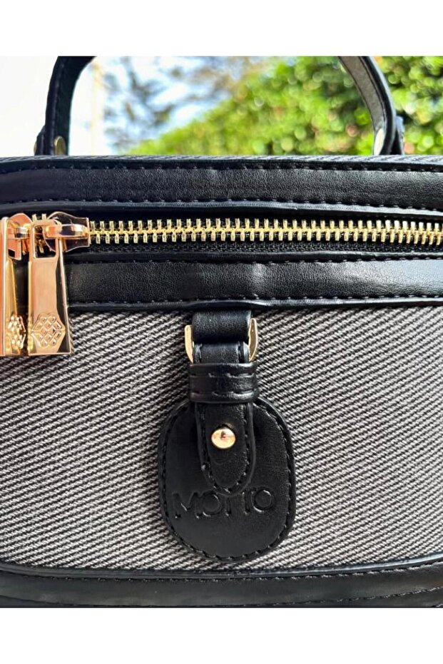 Siyah Gri Kutu Model Çapraz Kadın El Çantası - 6