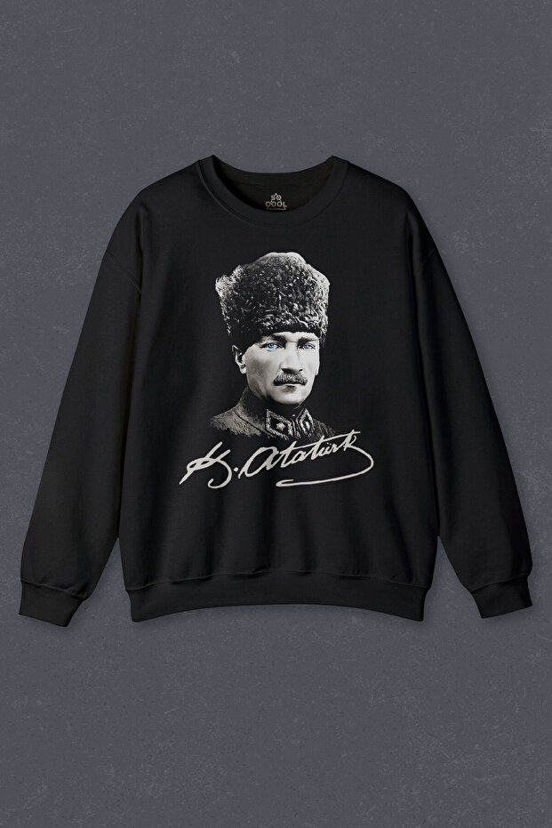 Unisex Sweatshirt Ataturk Gazi Mustafa Kemal Hearted Printed Sweat