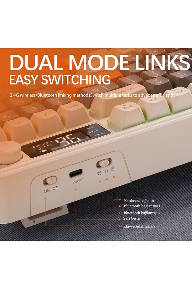 2.4G Bluetooth Çift Bağlantı Manyetik Klavye LED Ekran Gaming Oyuncu Klavye - 7