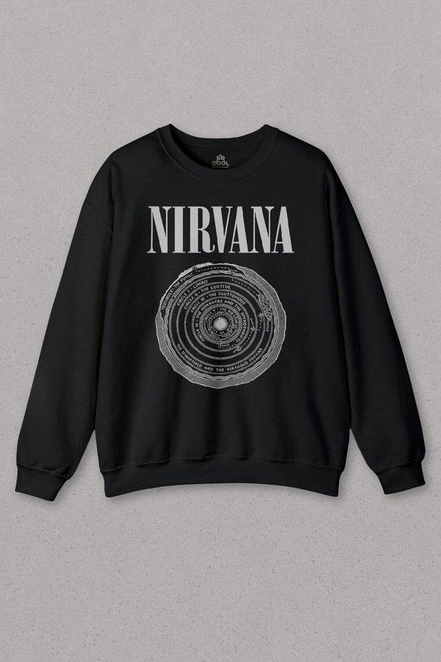 Unisex Sweatshirt Nirvana Bleach Albums Rock Music Circle Plaque Printed Sweat