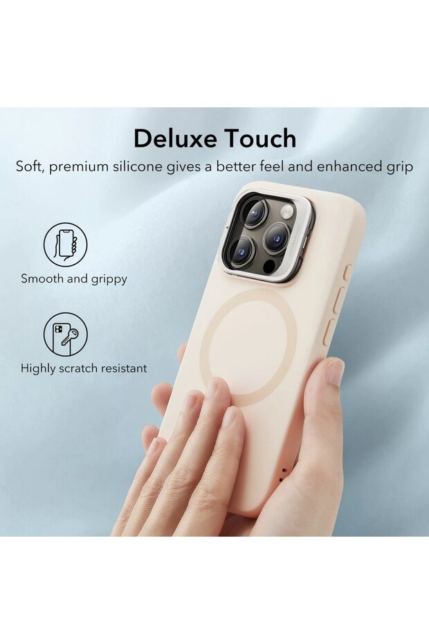 Case compatible with iPhone 15 Pro Max, MagSafe/Magnetic, silicone, Beige - light beige - 5