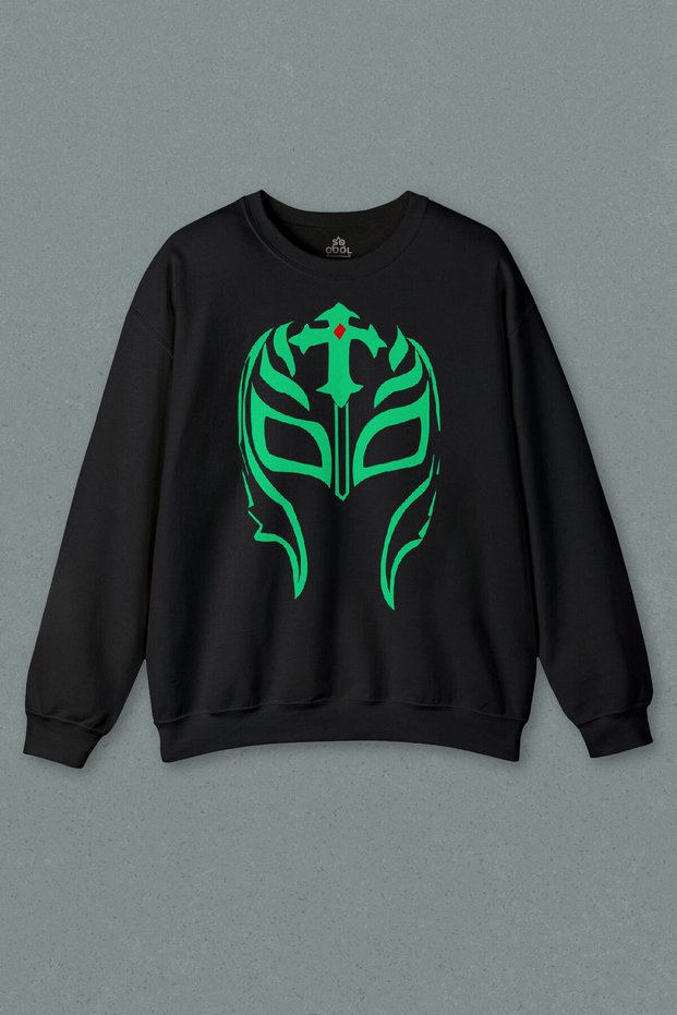 Unisex Black Sweatshirt Rey Mysterio Wwe American Wrestling Printed Sweat