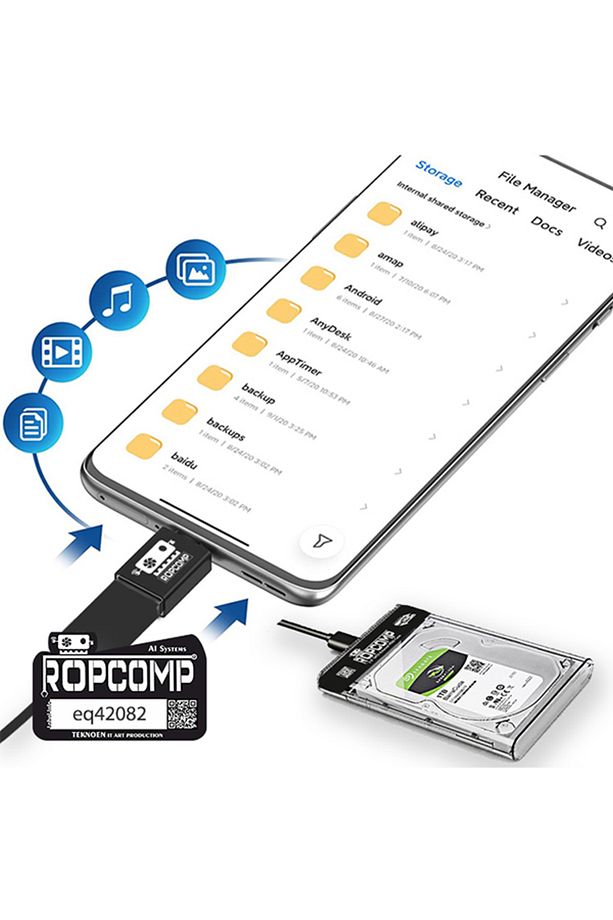 2.5" Sata HDD Kutusu Type C OTG USB 3.0 Şeffaf - 5