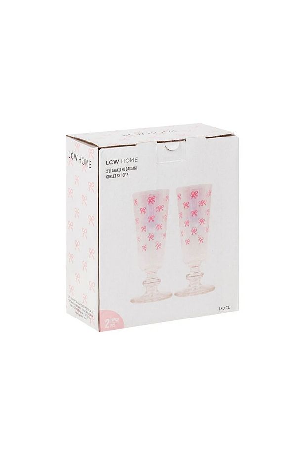 Pembe Baskılı Cam Su Bardağı 2'li 180 Ml - 4