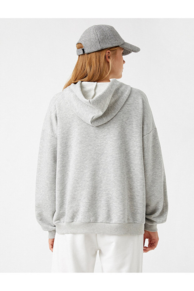Kapüşonlu Baskılı Sweatshirt - 4