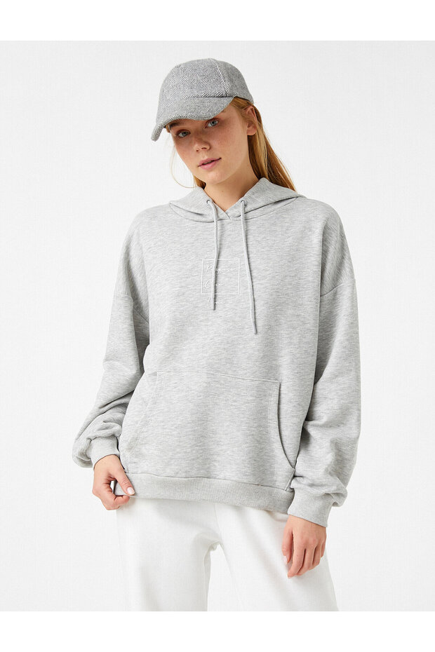 Kapüşonlu Baskılı Sweatshirt - 3
