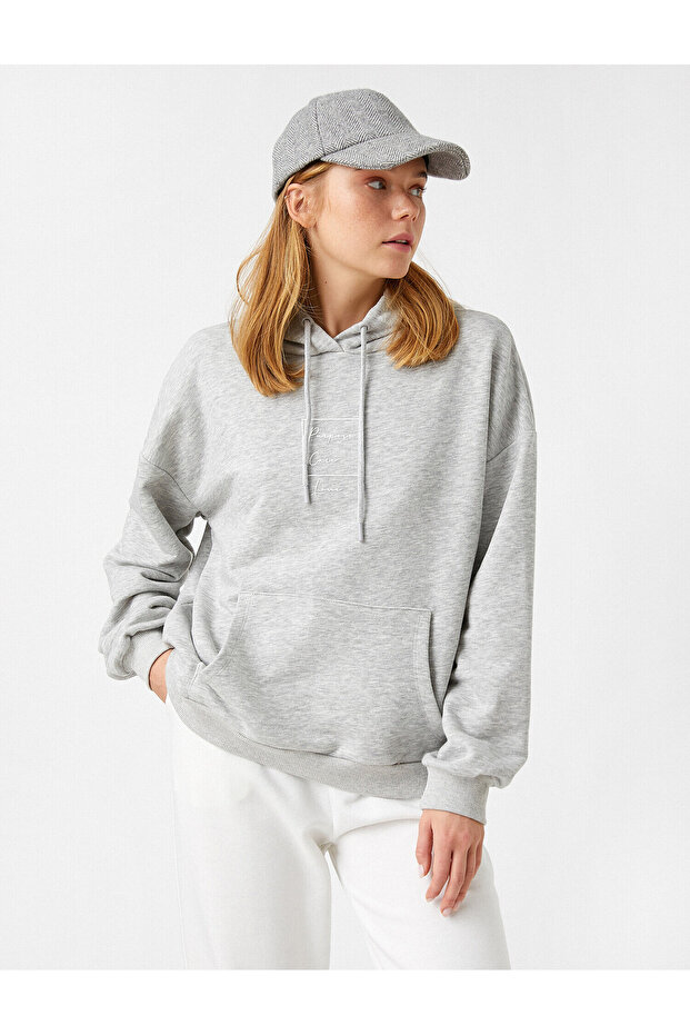 Kapüşonlu Baskılı Sweatshirt - 2