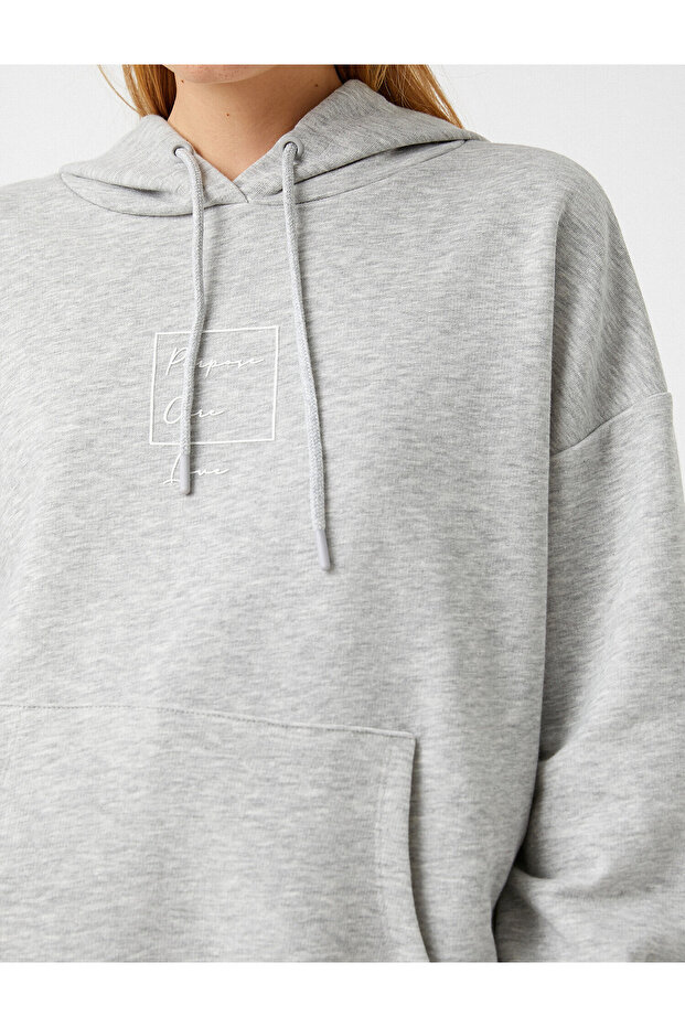 Kapüşonlu Baskılı Sweatshirt - 5