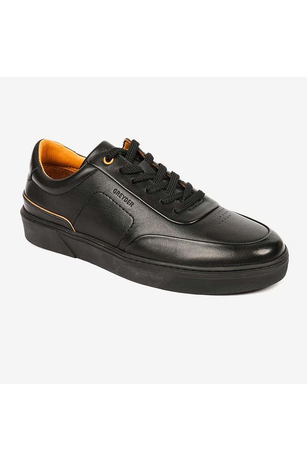 17421 Erkek Siyah Hakiki Deri Sneaker Ayakkabı - 2