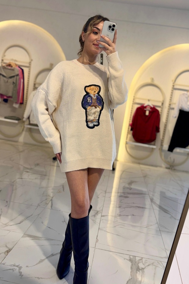 سترة تريكو عصرية على شكل دمية دب - 5071CA - 1