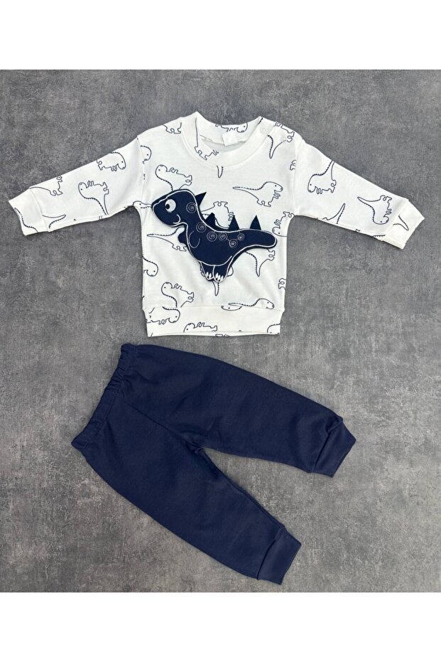 Cute Dinosaur Men's Bottom Top 2 Piece Pajama Set 100% Cotton