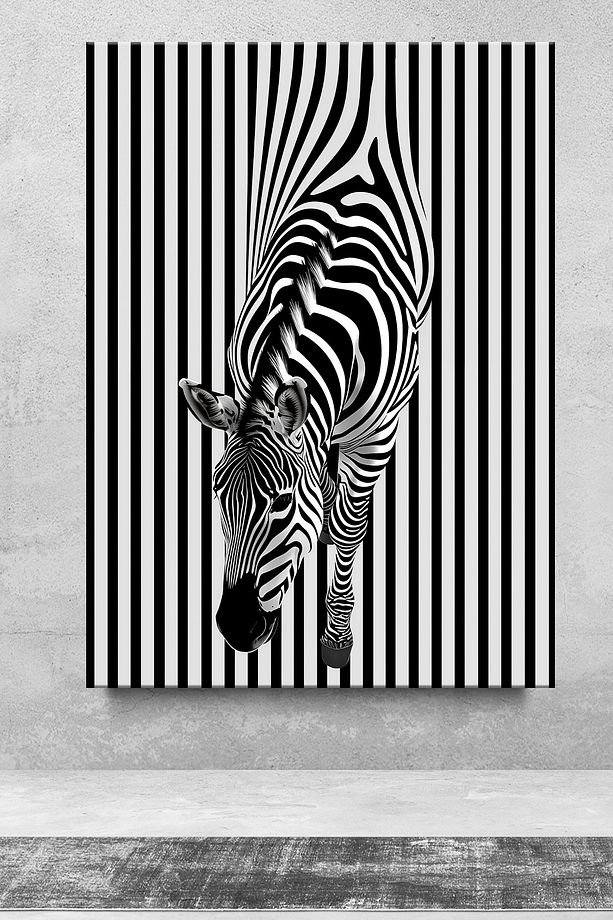 Zebra Silüeti Minimalist Sanat Kanvas Tablo - 1