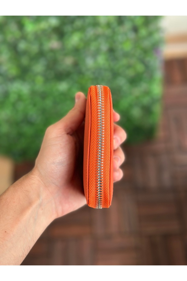 Turuncu Fermuarlı Mini Cüzdan - 3