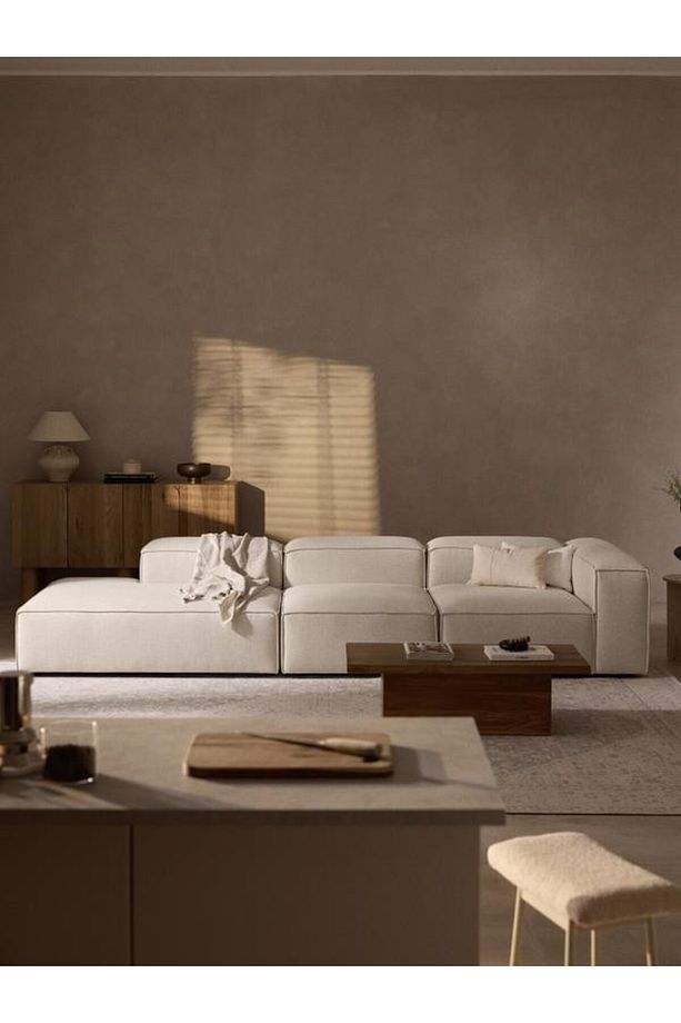 Soft Yumuşak Oturumlu Üç Modüllü Uzanmalı Modüler Kanepe, Keten - InNature Home - 1