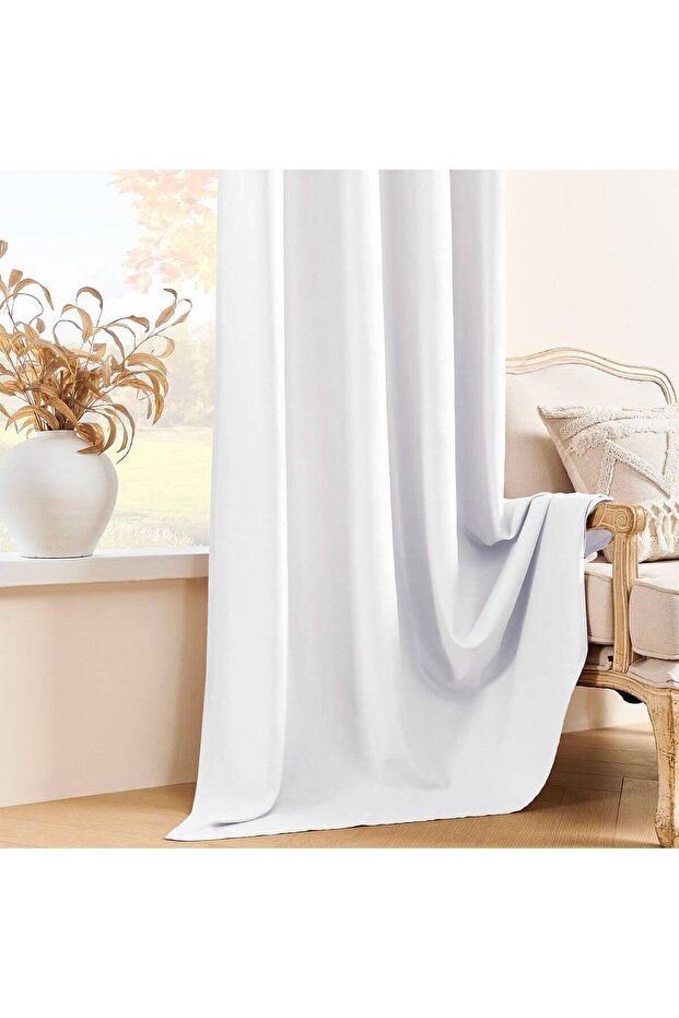 White Satin Sunning Curtain (Without Plates) Alpine Curtain