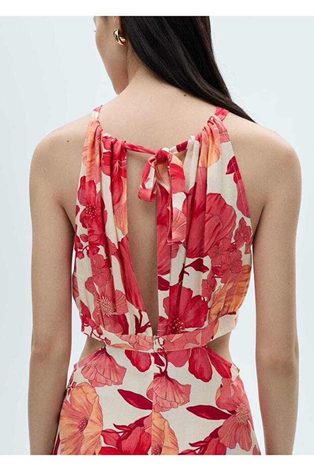 Yırtmaçlı çiçekli elbise - 7