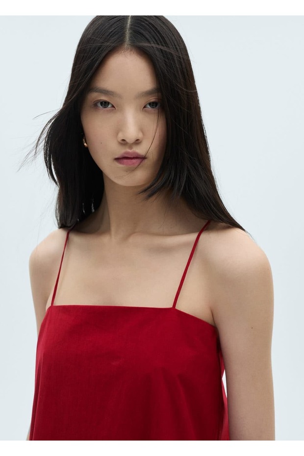 İnce askılı volanlı elbise - 8