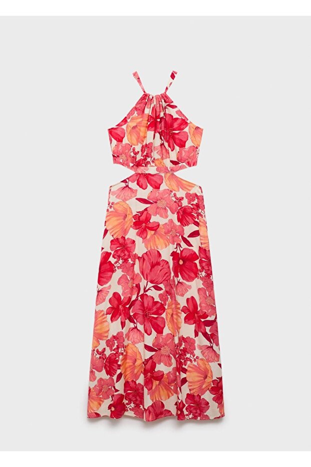 Yırtmaçlı çiçekli elbise - 3