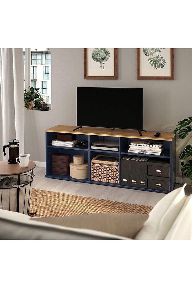 Mavi-siyah 156x38x60 Cm Tv Sehpası Modern Ve Sade, - 1