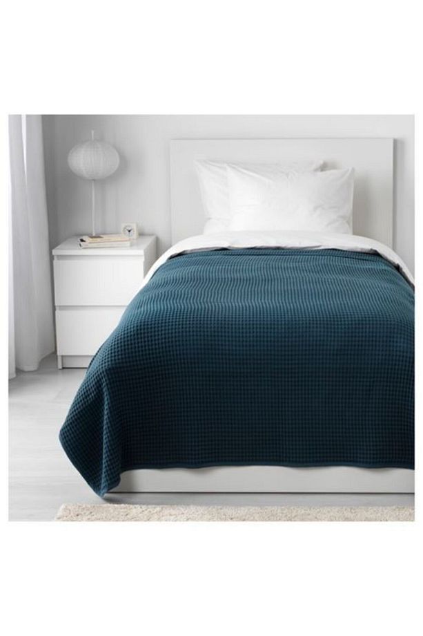 Tek Kişilik Yatak Örtüsü, Koyu Mavi 150x250 Cm %100 Pamuk Yatak Örtüsü - 2