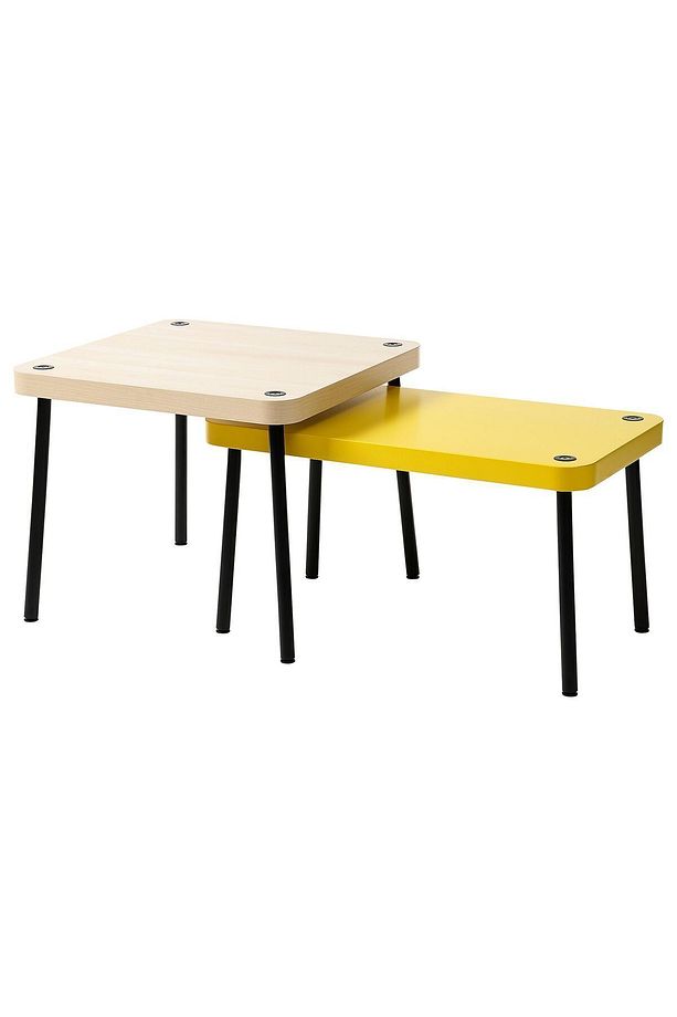 sehpa seti, sarı-huş görünüm, 2 parça - 3