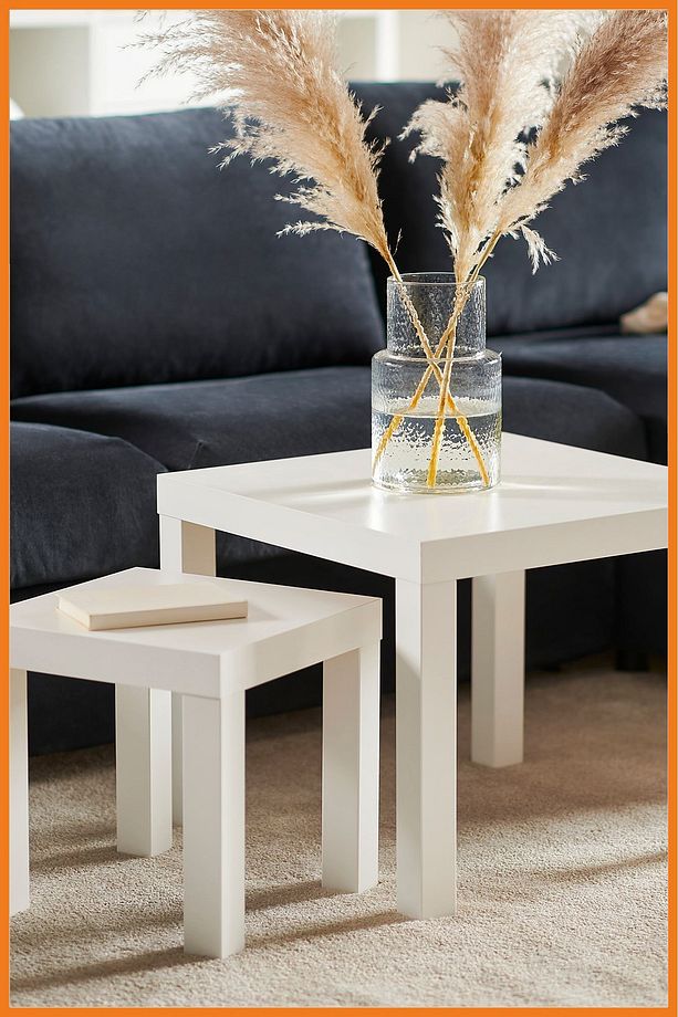 Zigon Orta Sehpa Seti 2 Adet Kare İç İçe Geçmeli Kare Melamin Kaplama MDF 55x45x55 Beyaz - 5