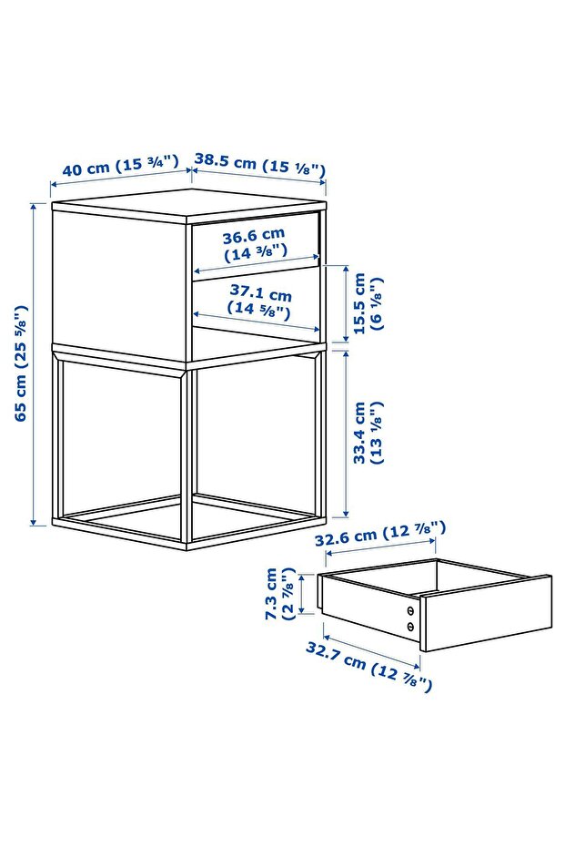 komodin, beyaz, 40x39 cm - 7