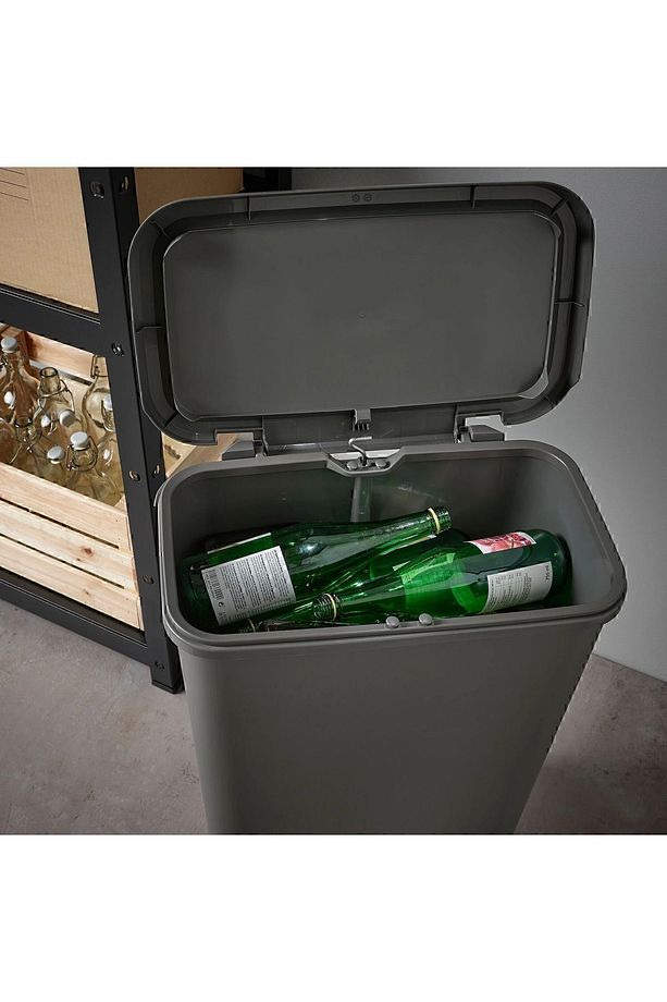 KNÖCKLA ÇÖP KUTUSU, Koyu Gri, 50 lt, BÜYÜK BOY ÇÖP KUTUSU HACİM 50LT, Yükseklik: 62.5 cm - 8