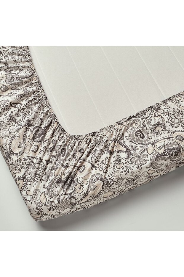 Elasticated Fitted Sheet, Grey-White, 160X200 cm - 5