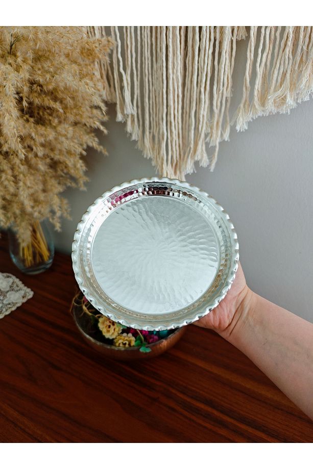 Bakır Servis Tabak, Künefe Tepsi 18 cm - 4