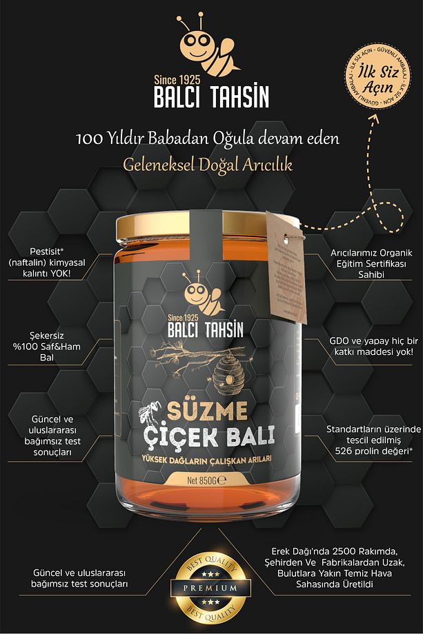 Yüksek Kaliteli Hakiki Karakovan Süzme Çiçek Balı 850 Gr. - 3