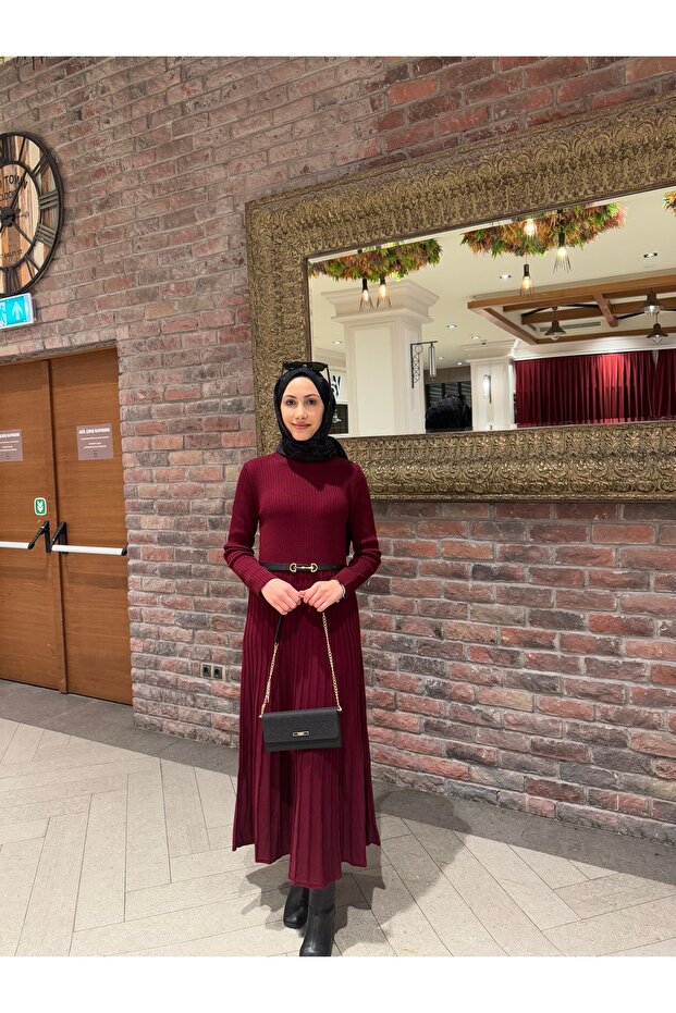 Triko Pliseli Elbise - 2