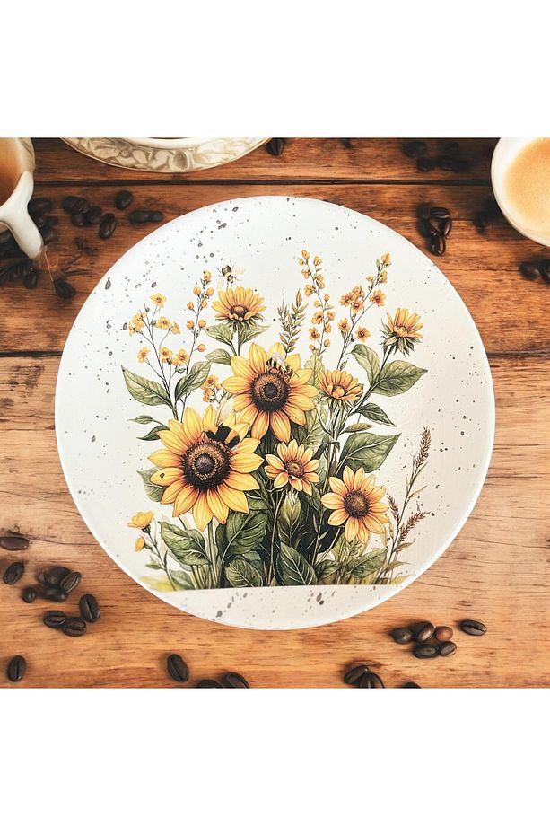 Ayçiçeği, Günebakan, Sun Flower 18 cm Duvar Tabağı, Dekorasyon, Mutfak, Balkon - 1