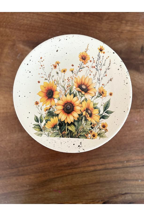 Ayçiçeği, Günebakan, Sun Flower 18 cm Duvar Tabağı, Dekorasyon, Mutfak, Balkon - 3