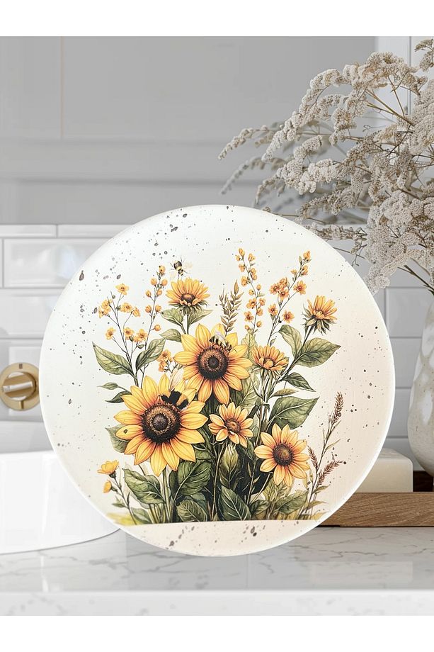 Ayçiçeği, Günebakan, Sun Flower 18 cm Duvar Tabağı, Dekorasyon, Mutfak, Balkon - 2