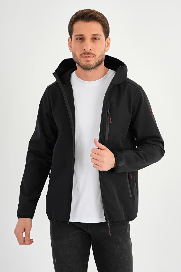 Polar Waterproof Softshell Fabric Hooded Coat with Zipper Inside (E24-Mnt-01)