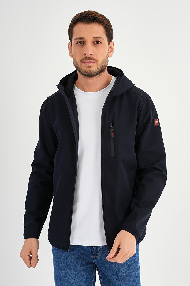 Polar Waterproof Softshell Fabric Hooded Coat with Zipper Inside (E24-Mnt-01)