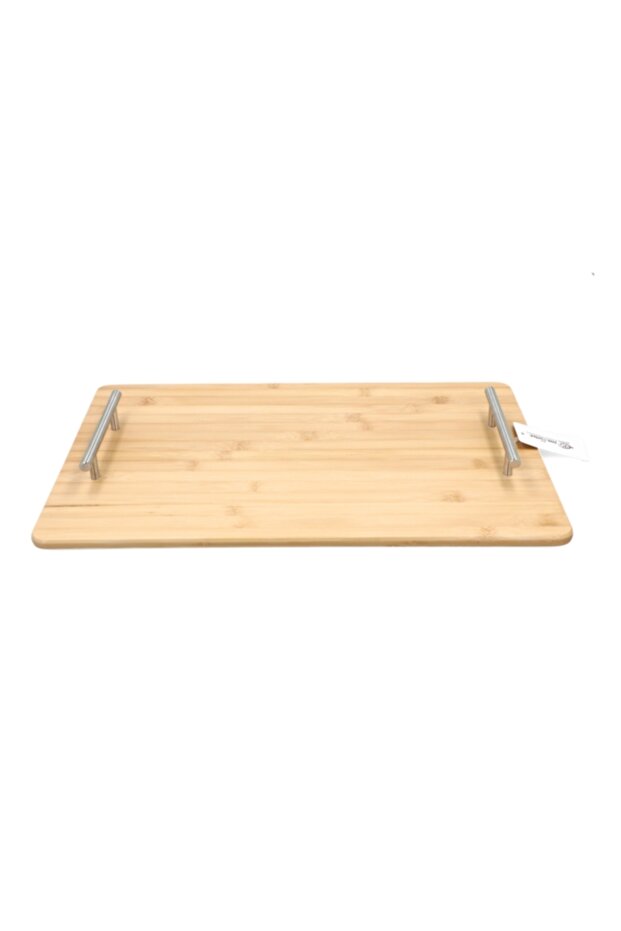 Rectangular Bamboo Serving Tray with Handle - 4