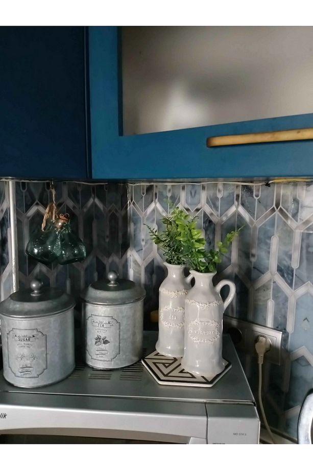 Mutfak Tezgah Arası Kendinden Yapışkanlı Folyo Kaplama Mavi 60cmx100cm - 7