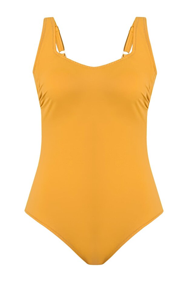 Forbach Minimizer Recovery Large Size U Collar Swimsuit Petrol Yellow