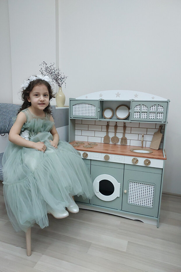Ahşap Boyalı Oyuncak Mutfak (LED HEDİYELİ) - 3