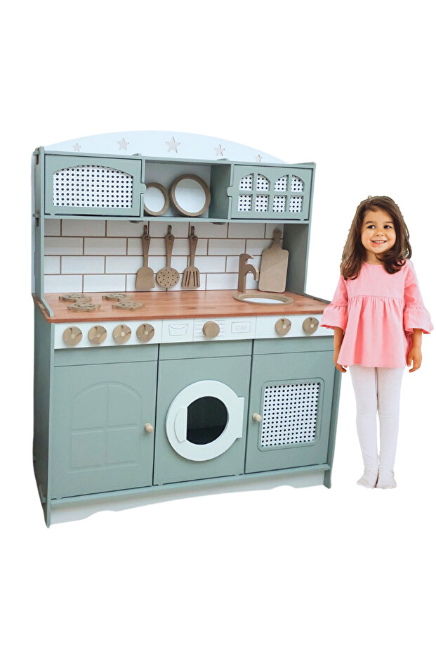 Ahşap Boyalı Oyuncak Mutfak (LED HEDİYELİ) - 1