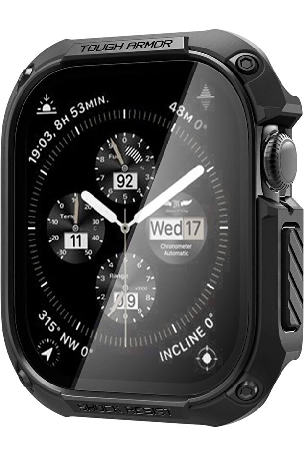 Tough Armor for Apple Watch Series 10 (46mm) Case with built in Screen Protector - Black