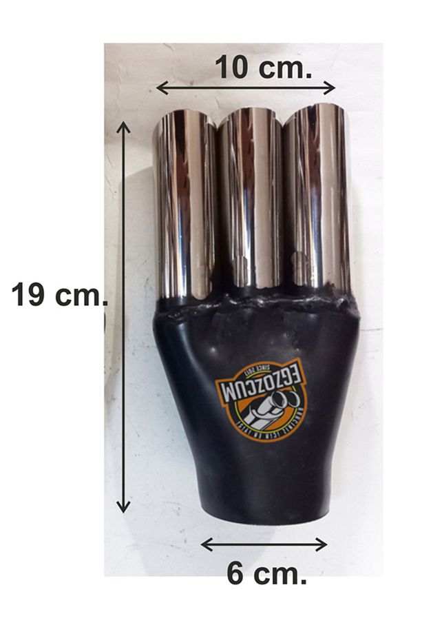60 Mm. Kesik Uç Üç Çıkışlı Minik Krom Egzoz Ucu Eksoz Ucu 1 Adet - 2