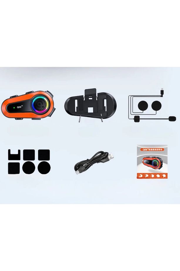 Motorsiklet Kask Interkom Kulaklık RGB Işık FM Radyo Bluetooth 5.0 Çift Telefon Bağlantı 2X Intercom - 4