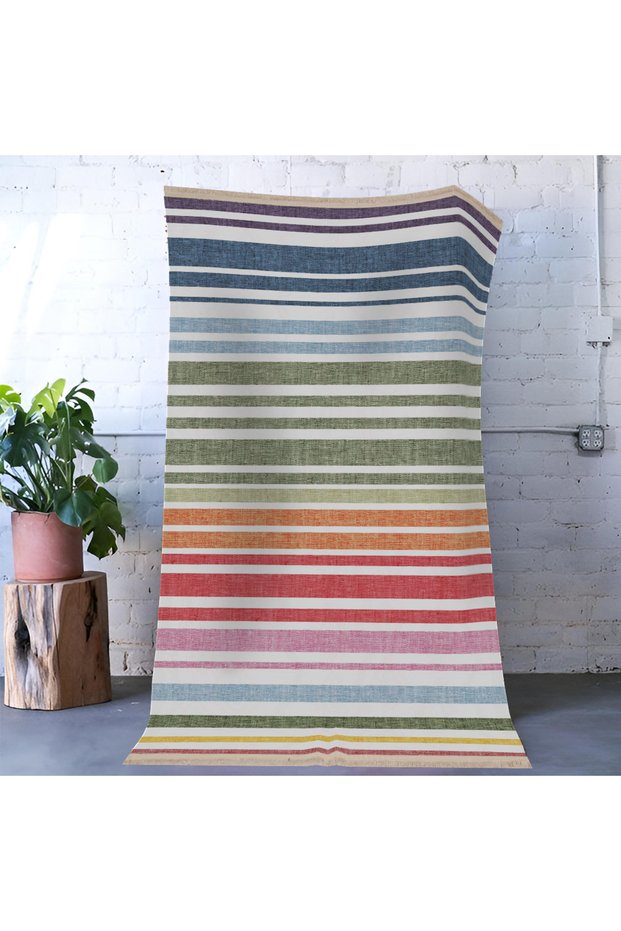 Mira Multicolored Stripe Patterned Modern Decorative Carpet Mira 1612