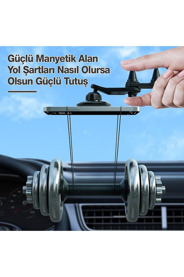 Çift Havalandırma Klipsli Ve Destek Kollu 360° Derece Ayarlanabilir Araç Telefon Tutucu - 5