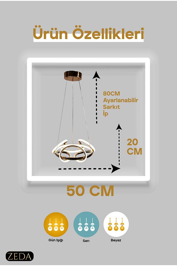 Zeda Krom Kaplamalı 3 Renk Ufo Mini Avize Led Avize - Modern Ve Şık Avize - 5