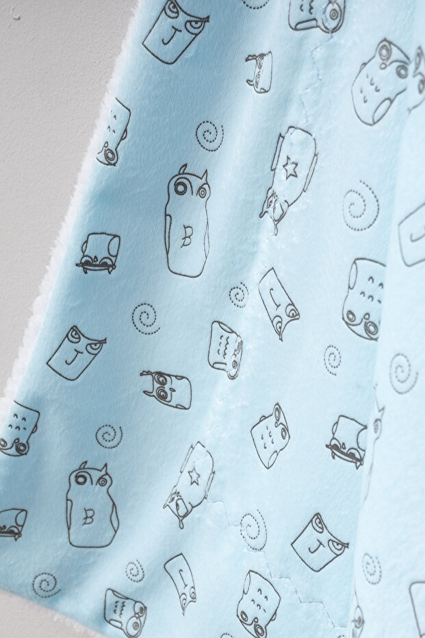 بطانية قطيفة بطبقة مزدوجة بنمط البومة اللطيفة - 3